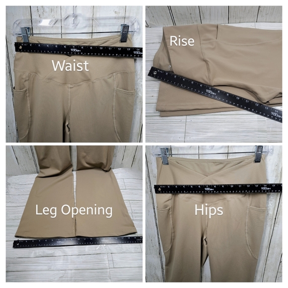 Baleaf Laureate Women Med Tan/Khaki V-Waist Flared Leg Pullon Workout Pants NWT - Picture 6 of 7